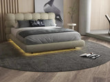 Pat dormitor dumonde, tapitat bej cu LED, "floating bed" Cloud 140x200 cm, somiera inclusa WLS