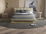 Pat dormitor dumonde, tapitat bej cu LED, "floating bed" Cloud 140x200 cm, somiera inclusa WLS