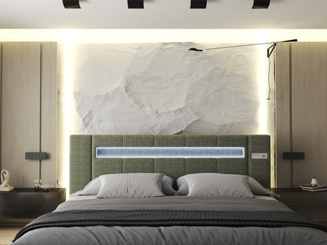 Pat dormitor dumonde, tapitat verde, Glow 180x200 cm, somiera rabatabila inclusa, spatiu depozitare Fabrica