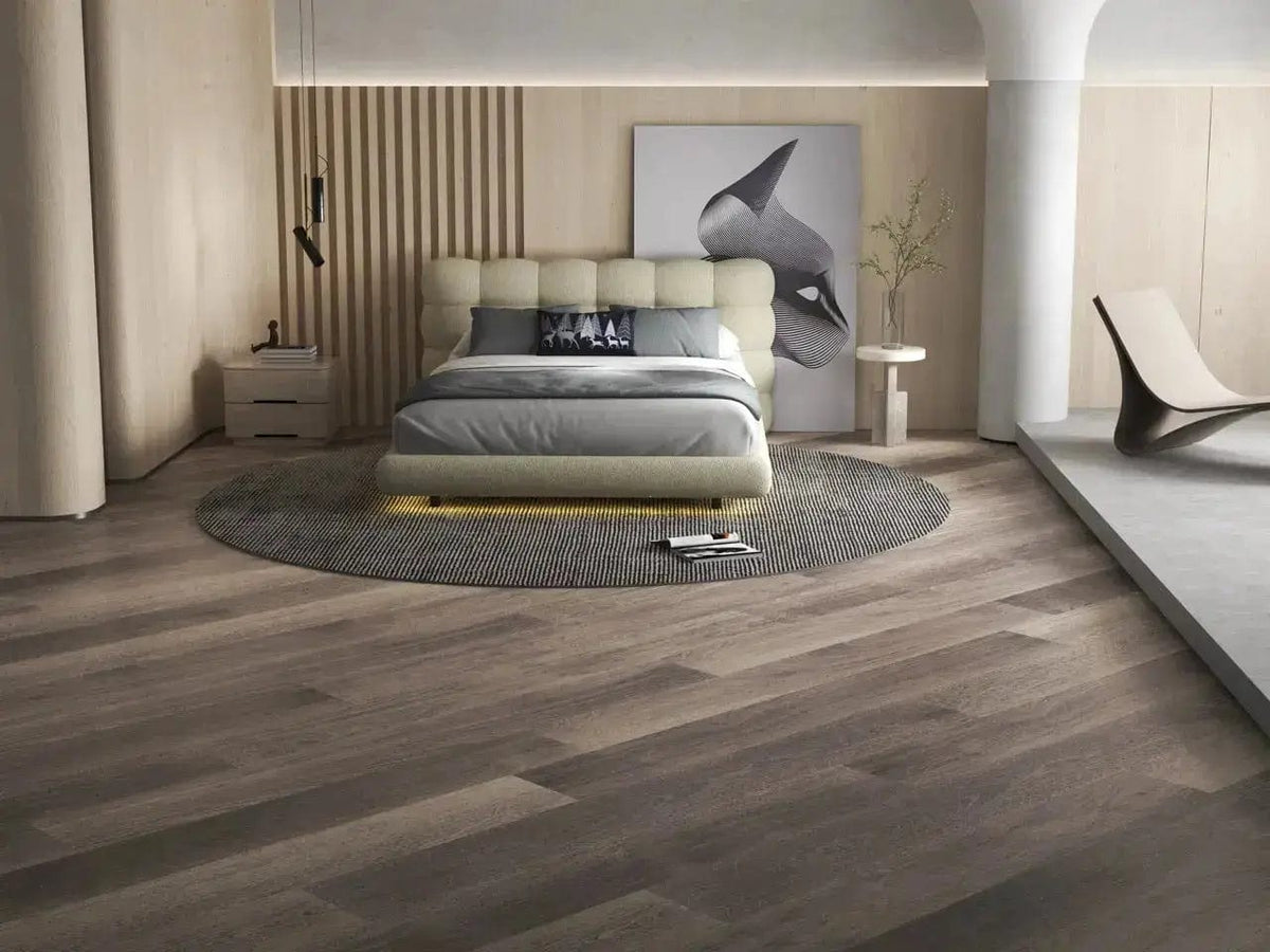Pat dormitor dumonde, tapitat bej cu LED, "floating bed" Cloud 140x200 cm, somiera inclusa WLS