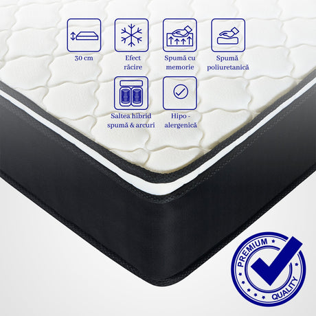 Saltea dumonde Elvara Comfort Pocket 180x200 cm, arcuri individuale, spuma inalta densitate, superortopedica, grosime 25cm LFG-saltele