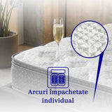 Saltea dumonde Velora Premium Pocket 180x200 cm, arcuri individuale, spuma cu memorie, superortopedica, grosime 25 cm