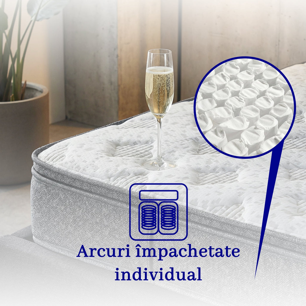 Saltea dumonde Elvara Comfort Pocket 180x200 cm, arcuri individuale, spuma inalta densitate, superortopedica, grosime 25cm LFG-saltele