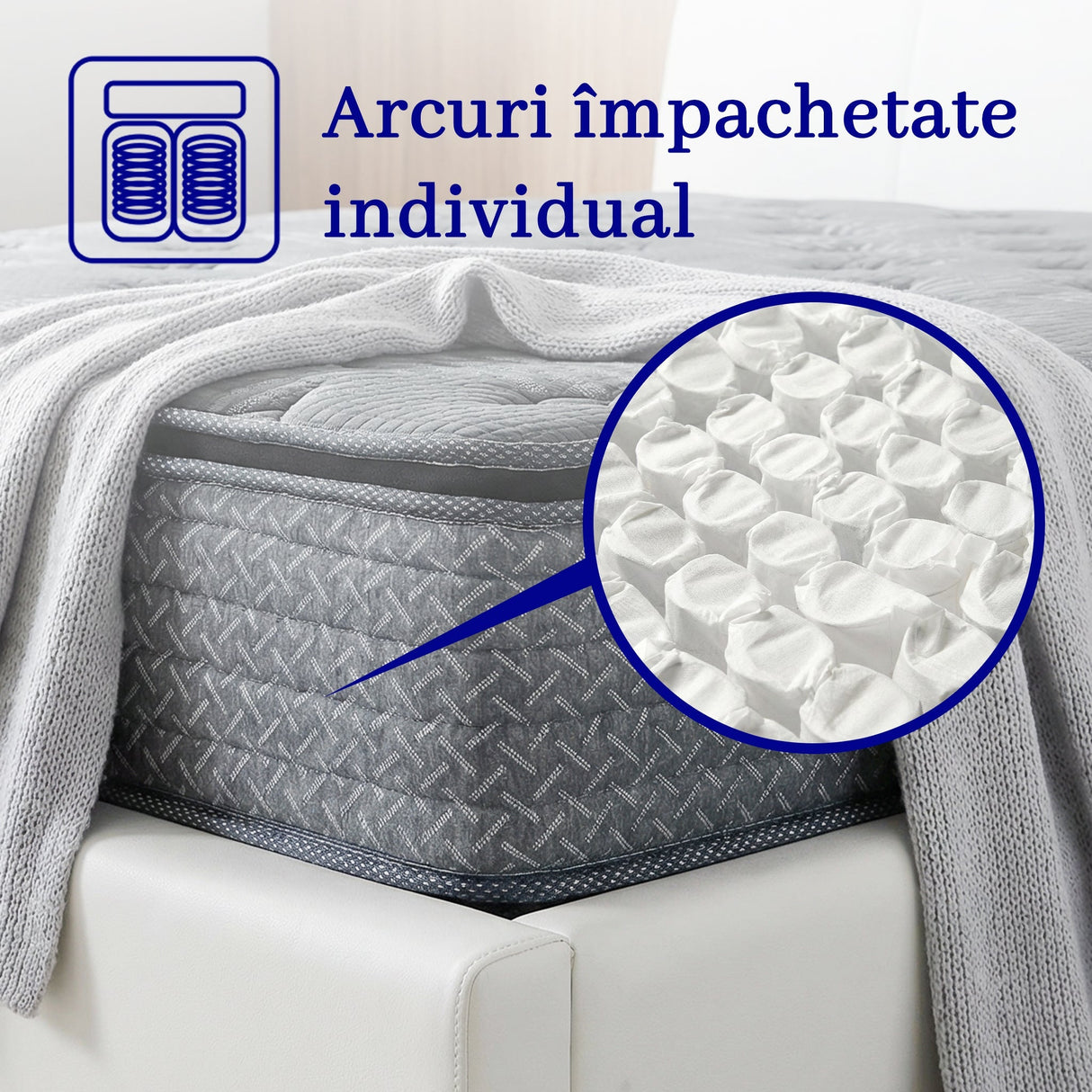 Saltea dumonde Altessa Comfort Pocket 140x200 cm, arcuri individuale, spuma cu memorie, superortopedica, grosime 25 cm LFG-saltele