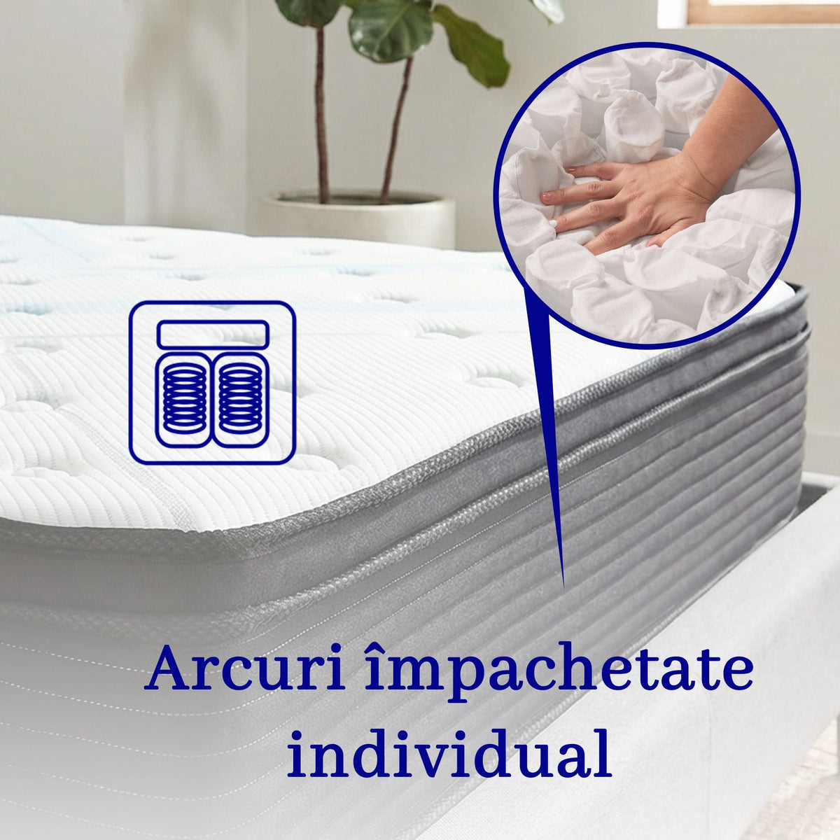Saltea dumonde Lorena Premium Pocket 160x200 cm, arcuri individuale, spuma cu memorie, superortopedica, grosime 25cm LFG-saltele