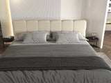 Set Pat dormitor dumonde, tapitat bej, Barcelona 140X200 cm, somiera rabatabila inclusa, spatiu depozitare + saltea
