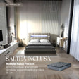 Set Pat dormitor dumonde, tapitat bej, Glow 180x200 cm, somiera rabatabila inclusa, spatiu depozitare + saltea nobelle relax pocket WLS