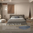 Set Pat dormitor dumonde, tapitat maro cu LED "floating bed" Cloud 180x200 cm, somiera inclusa + saltea