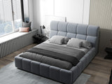 Pat dormitor dumonde, tapitat gri, Prestige 160x200 cm, somiera rabatabila inclusa, spatiu depozitare WLS
