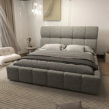 Pat dormitor dumonde, tapitat bej, Prestige 180x200 cm, somiera rabatabila inclusa, spatiu depozitare WLS