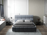 Pat dormitor dumonde, tapitat gri, Prestige 160x200 cm, somiera rabatabila inclusa, spatiu depozitare WLS