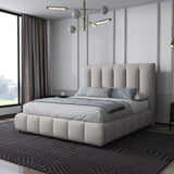Set Pat dormitor dumonde, tapitat bej, Divaneo 180x200 cm, somiera rabatabila inclusa, spatiu depozitare + saltea