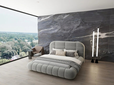 Pat dormitor dumonde, tapitat gri, Senso 160x200 cm, somiera rabatabila inclusa, spatiu depozitare dumonde