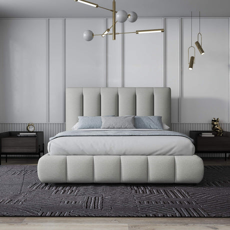 Pat dormitor dumonde, tapitat gri, Divaneo 160x200 cm, somiera rabatabila inclusa, spatiu depozitare WLS