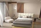Pat dormitor dumonde, tapitat gri cu LED, "floating bed" Cloud 180x200 cm, somiera inclusa WLS