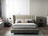 Pat dormitor dumonde, tapitat bej, Bellagio 180x200 cm, somiera fixa inclusa WLS