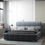 Pat dormitor dumonde, tapitat gri, Prestige 160x200 cm, somiera rabatabila inclusa, spatiu depozitare WLS