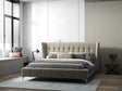 Pat dormitor dumonde, tapitat bej, Bellagio 160x200 cm, somiera fixa inclusa WLS