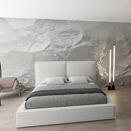 Pat dormitor dumonde, tapitat bej, Dreamer 160x200 cm, somiera rabatabila inclusa, spatiu depozitare WLS