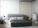 Pat dormitor dumonde, tapitat gri, Prestige 160x200 cm, somiera rabatabila inclusa, spatiu depozitare WLS