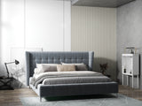Pat dormitor dumonde, tapitat Gri, Bellagio 180x200 cm, somiera fixa inclusa WLS