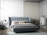 Pat dormitor dumonde, tapitat gri, Bellagio 160x200 cm, somiera fixa inclusa WLS