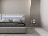 Pat dormitor dumonde, tapitat gri, Glow 160x200 cm, somiera rabatabila inclusa, spatiu depozitare WLS