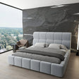 Pat dormitor dumonde, tapitat gri, Prestige 160x200 cm, somiera rabatabila inclusa, spatiu depozitare WLS