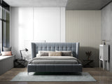 Pat dormitor dumonde, tapitat gri, Bellagio 160x200 cm, somiera fixa inclusa WLS