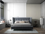 Pat dormitor dumonde, tapitat Gri, Bellagio 180x200 cm, somiera fixa inclusa WLS