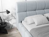 Pat dormitor dumonde, tapitat gri, Prestige 160x200 cm, somiera rabatabila inclusa, spatiu depozitare WLS