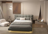 Pat dormitor dumonde, tapitat gri cu LED, "floating bed" Cloud 160x200 cm, somiera inclusa WLS