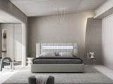 Pat dormitor dumonde, tapitat gri, Glow 160x200 cm, somiera rabatabila inclusa, spatiu depozitare WLS