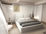 Pat dormitor dumonde, tapitat gri, Dreamer 180x200 cm, somiera rabatabila inclusa, spatiu depozitare WLS