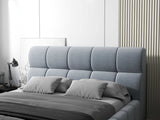 Pat dormitor dumonde, tapitat gri, Prestige 160x200 cm, somiera rabatabila inclusa, spatiu depozitare WLS