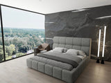 Pat dormitor dumonde, tapitat grey, Prestige 180x200 cm, somiera rabatabila inclusa, spatiu depozitare