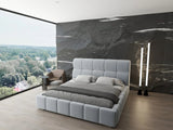 Pat dormitor dumonde, tapitat gri, Prestige 160x200 cm, somiera rabatabila inclusa, spatiu depozitare WLS