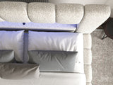 Set Pat dormitor dumonde, tapitat gri cu LED si USB, Palermo 160x200 cm, somiera rabatabila inclusa, spatiu depozitare + saltea
