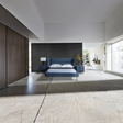 Pat dormitor dumonde, tapitat albastru, Sierra 160x200 cm, somiera inclusa CRNB