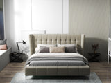 Pat dormitor dumonde, tapitat bej, Bellagio 160x200 cm, somiera fixa inclusa WLS