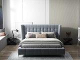 Pat dormitor dumonde, tapitat gri, Bellagio 160x200 cm, somiera fixa inclusa WLS