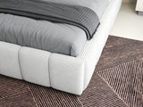 Set Pat dormitor dumonde, tapitat beige, Ambiance 160x200 cm, somiera rabatabila inclusa, spatiu depozitare + saltea
