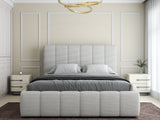 Pat dormitor dumonde, tapitat beige, Ambiance 180x200 cm, somiera rabatabila inclusa, spatiu depozitare