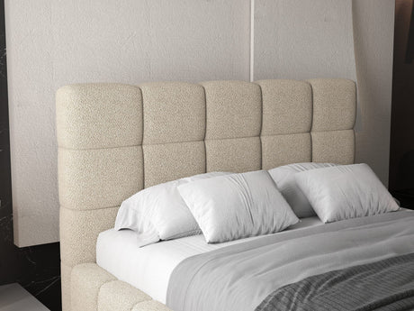 Pat dormitor dumonde, tapitat beige, Armonia 160x200 cm, somiera rabatabila inclusa, spatiu depozitare dumonde
