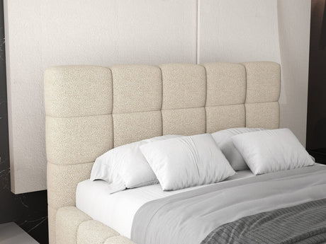 Pat dormitor dumonde, tapitat beige, Armonia 160x200 cm, somiera rabatabila inclusa, spatiu depozitare dumonde
