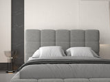 Set Pat dormitor dumonde, tapitat grey, Armonia 180x200 cm, somiera rabatabila inclusa, spatiu depozitare + saltea