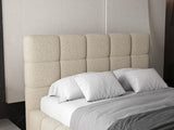 Pat dormitor dumonde, tapitat beige, Armonia 180x200 cm, somiera rabatabila inclusa, spatiu depozitare