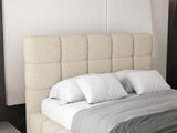 Set Pat dormitor dumonde, tapitat beige, Armonia 180x200 cm, somiera rabatabila inclusa, spatiu depozitare + saltea