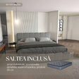 Set Pat dormitor dumonde, tapitat gri, Barcelona 180X200 cm, somiera rabatabila inclusa, spatiu depozitare + saltea Paturidumonde.ro