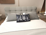 Pat dormitor dumonde, tapitat gri cu LED "floating bed" Cloud 160x200 cm, somiera inclusa